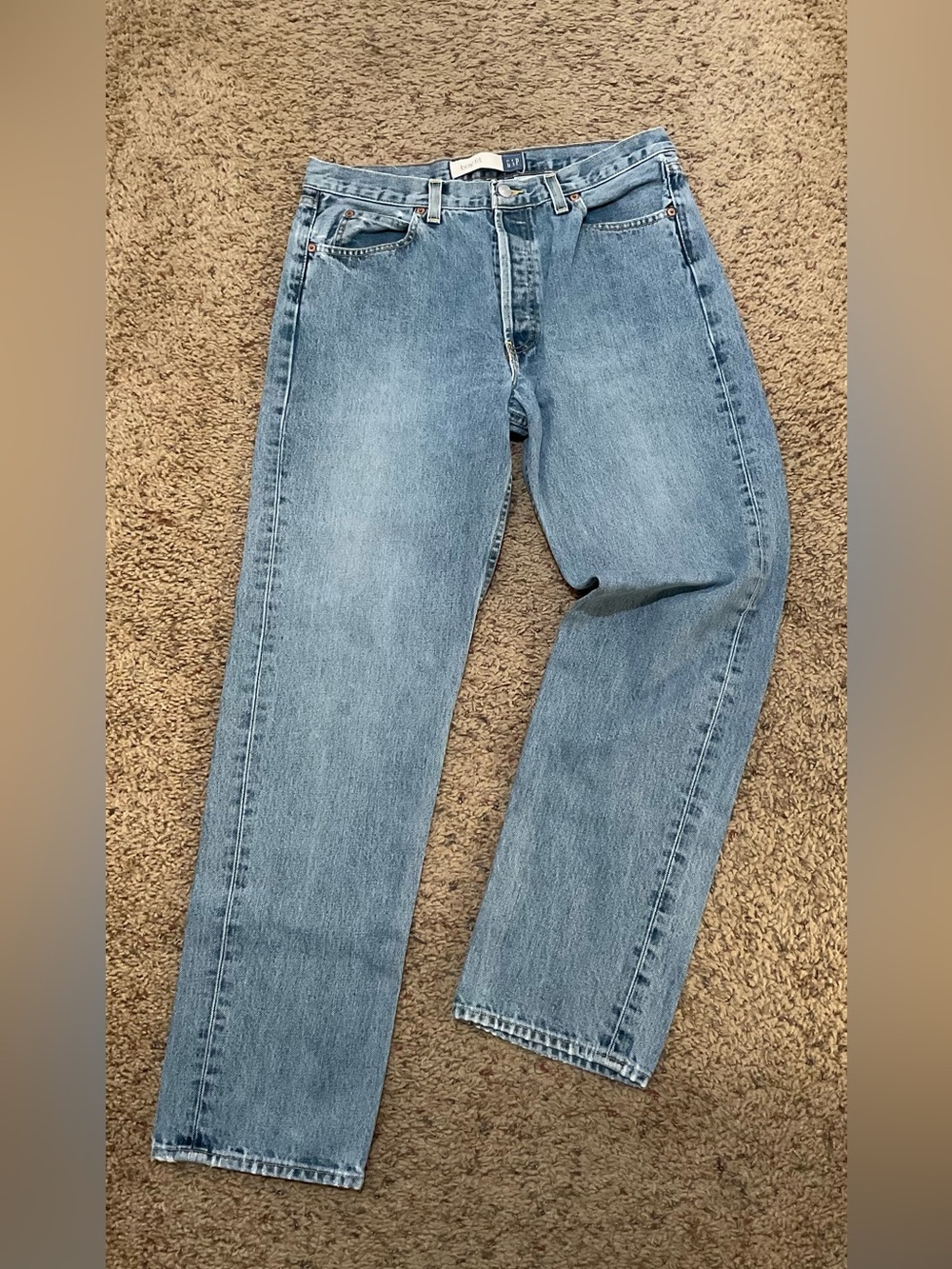Vtg Y2K Gap 1969 Jeans Womens 12 Medium Wash Denim Boy Fit Button Fly High Rise
